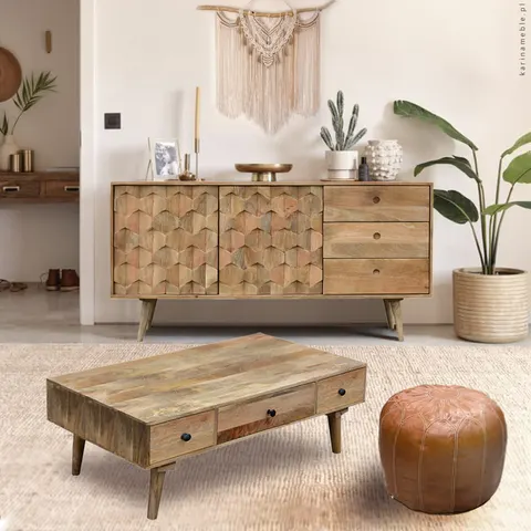Indyjska Komoda z Drewna Mango Honeycomb | Meble Boho