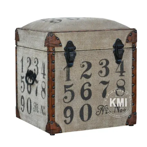 Loftowa pufa‑kufer z nadrukami – kwadratowa 45 × 45 cm