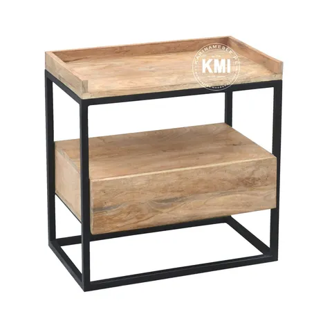 Szafka nocna loftowa Milo z litego drewna mango 60 cm