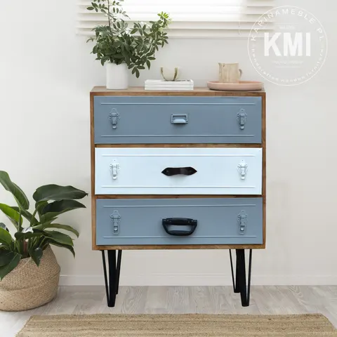 meble loftowe komoda z szufladami drewno metal Suitcases