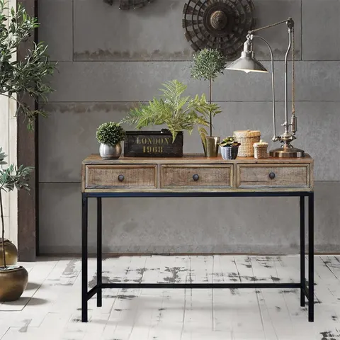 Meble Industrialne | biurko Roma z drewna mango w stylu loft