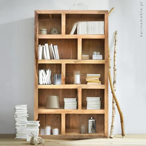 Duży Regał Indyjski | Biblioteczka z Drewna Mango | 200 cm
