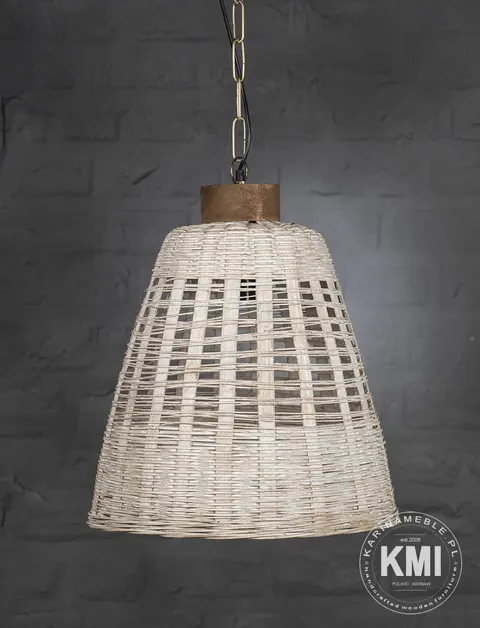 biała lampa rattanowa nad stół styl boho