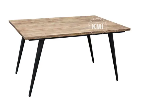 loftowy stół metalowe nogi postarzane drewno mango 140x80