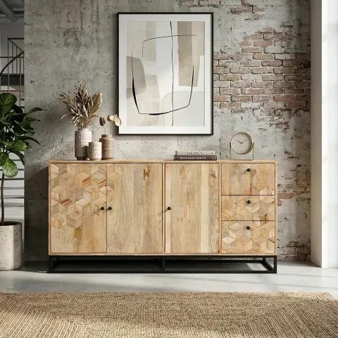 Nowoczesna Duża Komoda Drewniana Hexo 174 cm | Meble w Stylu Loft