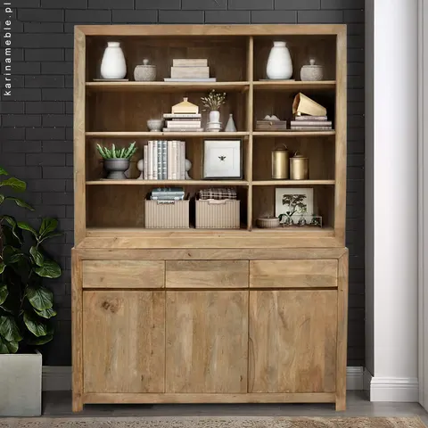 Duża biblioteczka z drewna mango 150 cm – mebel indyjski