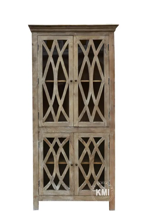 drewniana witryna Fresca loft vintage postarzana bielona