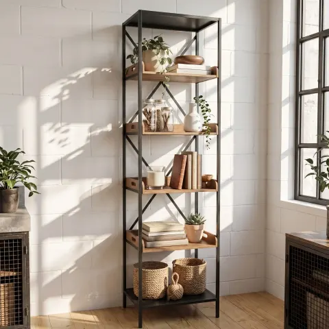 Regał Biblioteczka Loft 55x200 Stare Drewno Metal | Meble Loftowe
