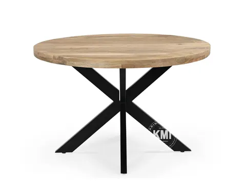 Okrągły Stół Loftowy | Drewno Mango i Metalowa Noga 105 cm