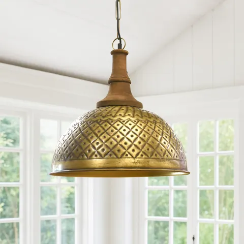 orientalna lampa metalowa Brass z młotkowanym wzorem