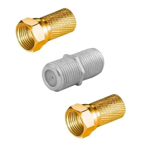 Łącznik kabla antenowego beczka + 2x wtyk F CU 6,8mm