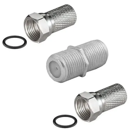 Łącznik kabla antenowego beczka + 2x wtyk F 6,8mm