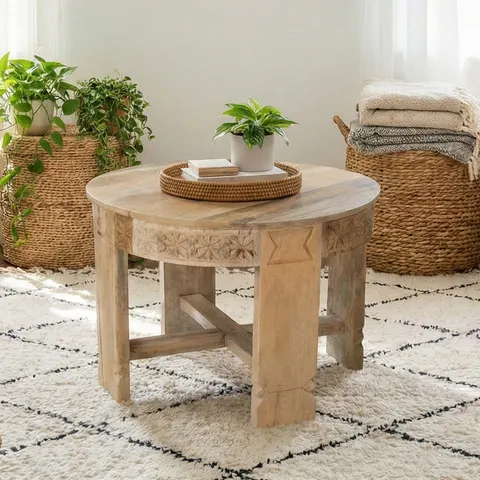 Stolik Kawowy Chakki Naturalna 60 cm | Meble Indyjskie Boho z Mango