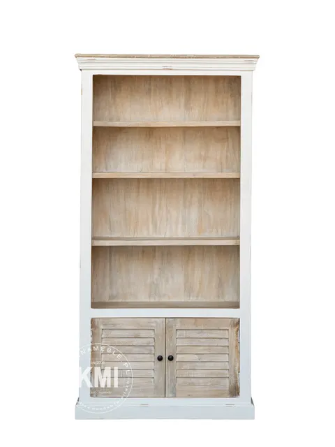 Biblioteczka drewniana bielona 100 cm | Meble Hampton z mango