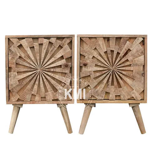 Komplet Szafek Nocnych Sunrise 40 cm | Meble Boho z Drewna Mango