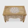 Meble Orientalne | Stolik Rzeźbiony Rozeta 90x60 Drewno Mango Bielony