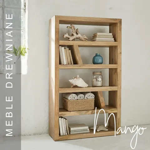 Meble Drewniane | Biblioteczka 100 cm Drewno Mango Naturalne