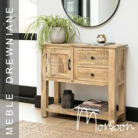 Meble Drewniane | Konsola Boho Monsoon Mango Naturalna 80 cm