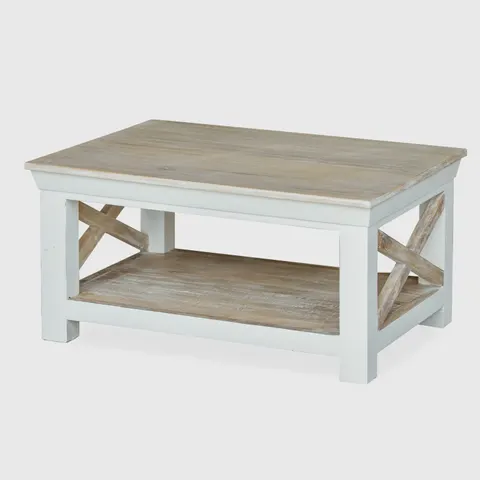 Stolik Kawowy Hampton Lite Drewno Bielony 90 cm