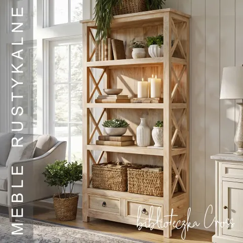 Drewniana Biblioteczka Cross Rustykalna 195 cm