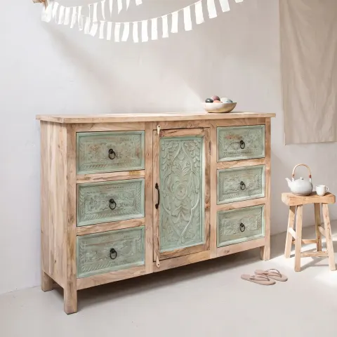 Komoda Indyjska Rzeźbiona Lite Drewno 150 cm