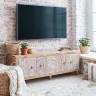 Drewniana Rzeźbiona Szafka RTV Styl Boho Biała 180cm
