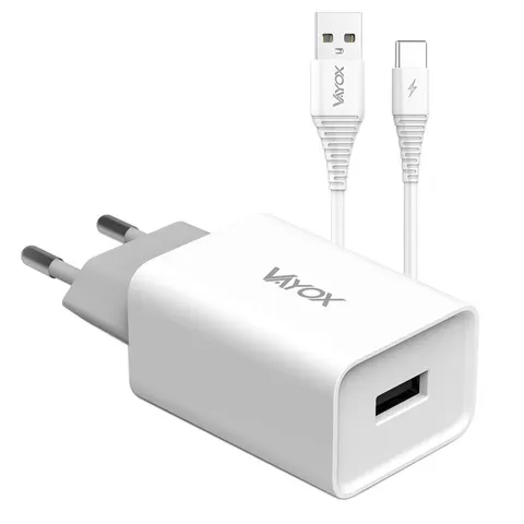 Ładowarka sieciowa USB 5V 2.1A + kabel USB typ C 1m VA0051C Vayox