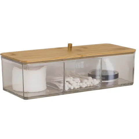 Organizer na kosmetyki z bambusową pokrywką Deco4Home