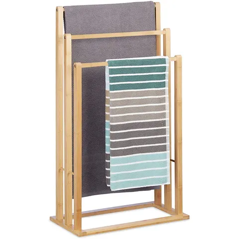 Stojak na ręczniki bambusowy 3 ramienny 25x82x40 cm Deco4Home