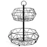 Koszyk na owoce i warzywa geometryczny metalowy czarny miska 2-poziomowy 229005 Orion