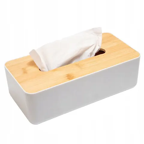 Chustecznik Pudełko na chusteczki bambus białe 26x13x8cm Deco4Home