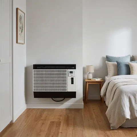 Piecyk gazowy 5.8 kW z termostatem cyfrowym. Odprowadzenie spalin