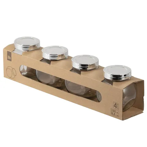 Zestaw 4 szklanych pojemników na przyprawy 190ml Deco4Home
