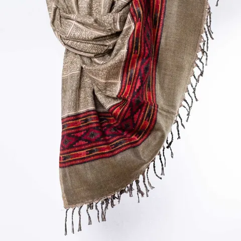 Szal ETHNO 55 khaki jasny