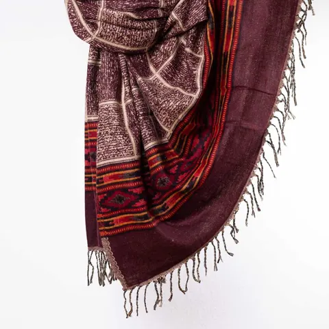 Szal ETHNO 55 burgundowy