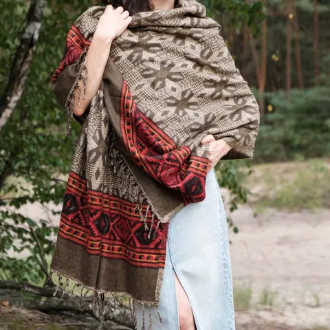 Szal ETHNO 05 khaki