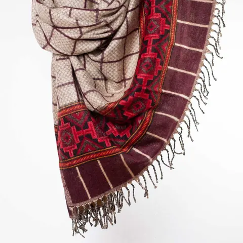 Szal ETHNO 68 burgundowy