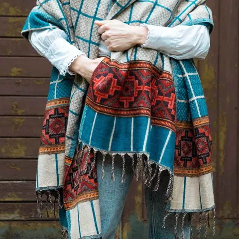 Szal ETHNO 68 morska zieleń
