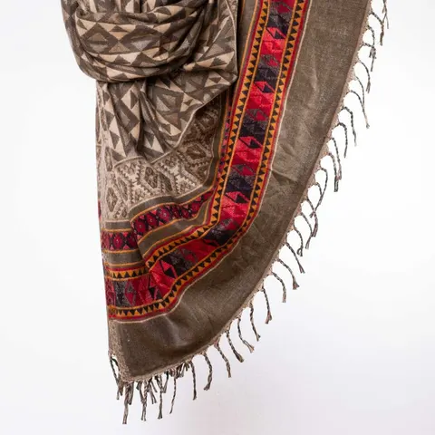 Szal ETHNO 71 khaki ciemny