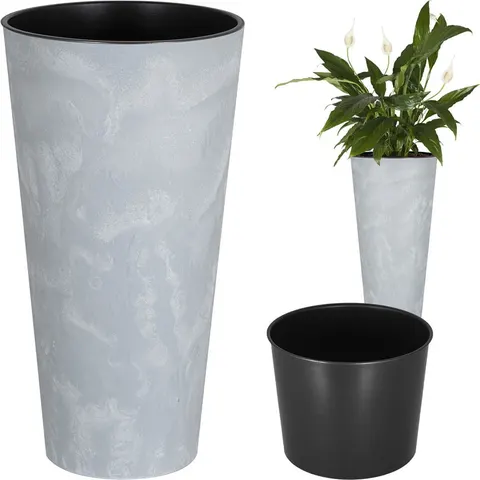 Doniczka Tubus slim Beton Effect - beton DTUS250E-422U Prosperplast