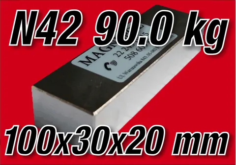 MPŁ 100x30x20 N52 Magnes neodymowy płytkowy