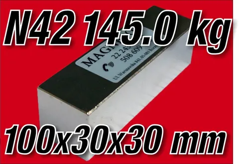 MPŁ 100x30x30 N52 Magnes neodymowy płytkowy