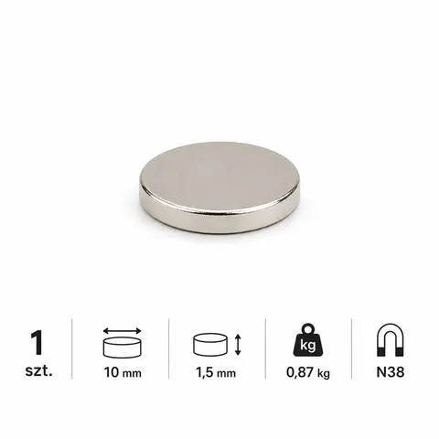 MW 10x1,5 N38 - magnes neodymowy