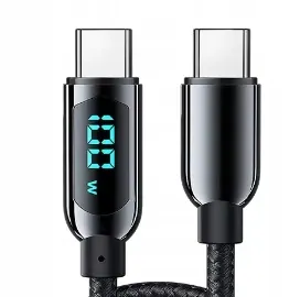 Kabel USB-C 100W 1.2m z wyświetlaczem - czarny w oplocie