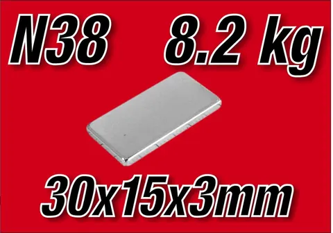 MPŁ 30x15x3 N38 Magnes neodymowy płytkowy