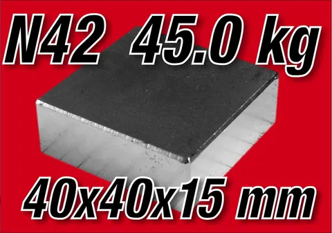MPŁ 40x40x15 N42 Magnes neodymowy płytkowy