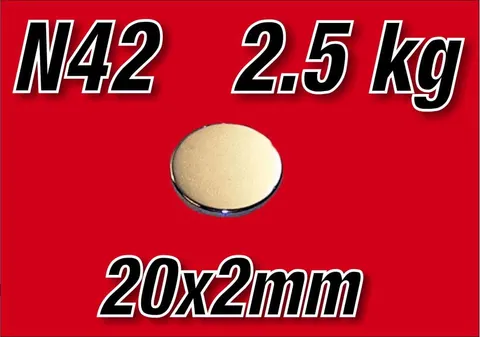 MW 20x2 N42 Magnes neodymowy walcowy