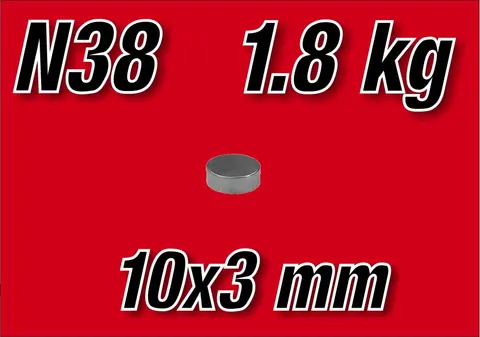 MW 10x3 N38 Magnes neodymowy walcowy