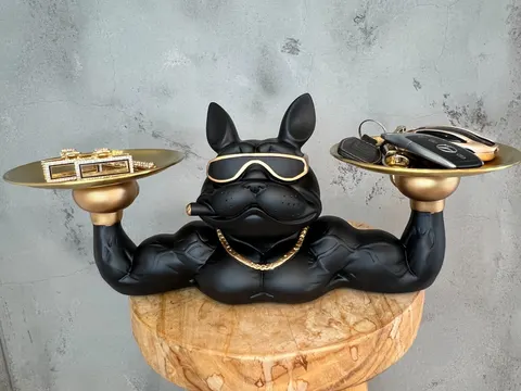 BULDOG KULTURYSTA Z DWIEMA TACAMI