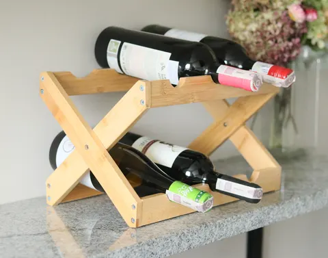STOJAK NA WINO BAMBUSOWY NA 6 szt BRĄZ
